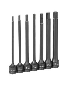 GRE1267MH image(1) - Grey Pneumatic 3/8" DR 7 PC 6" LENGTH METRIC HEX DRIVER SET