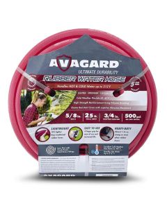 Avagard 5/8" Contractor Grade Hot and Cold Rubber Water Hose with 3/4" GHT Brass Fittings - 25 Feet
