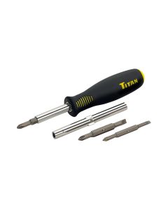 TIT11010 image(0) - TITAN 6-IN-1 RATCHETING SCREWDRIVER W/ CUSHION GRIP