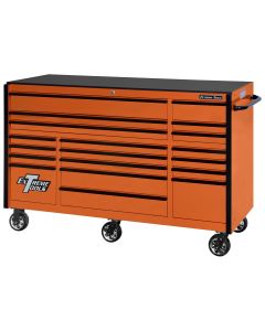 EXTRX722519RCORBK-X image(0) - Extreme Tools RX Series 72 Inch Wide x 25 Inch Long 19 Drawer Roller Cabinet - 150 Pound Slides Orange with Black Drawer Pulls