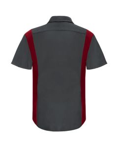 Workwear Outfitters Men's Short Sleeve Perform Plus Shop Shirt w/ Oilblok Tech Charcoal/ Red, 5XL