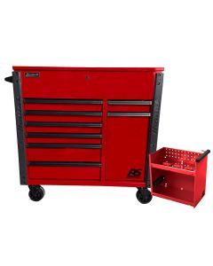 HOMRD06044080 image(0) - Homak Manufacturing 44in 8-Drawer Service Cart w/Power Tool Holder Drawer-Red