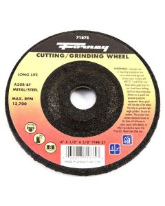 FOR71875 image(0) - Forney Industries Grinding Wheel, Metal, Type 27, 4 in x 1/8 in x 5/8 in