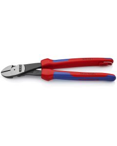 KNP7422250TBKA image(1) - KNIPEX HIGH LEVERAGE ANGLED DIAGONAL CUTTING PLIERS