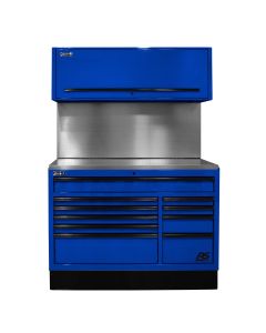 HOMBLCTS54001 image(0) - Homak Manufacturing 54 in. CTS Centralized Tool Storage with Solid Back Splash Set, Blue