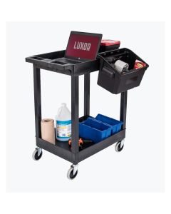 LUXSEC11-B-OUTRIG image(0) - Luxor 24 x 18 Plastic Utility Tub Cart w/ Bins