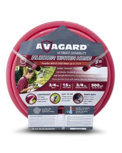 BluBird Avagard 5/8" Contractor Grade Hot and Cold Rubber Water Hose with 3/4" GHT Brass Fittings - 15 Feet