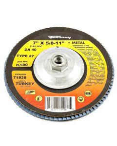 Forney Industries Flap Disc, Type 27, 7 in x 5/8 in-11, ZA40 5 PK