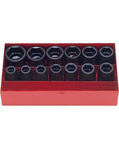 KKN14241M-05 image(0) - Ko-ken USA 14241M-05 1/2 Sq. Dr. 13 Piece Impact 12-Point Socket Set  10-27mm