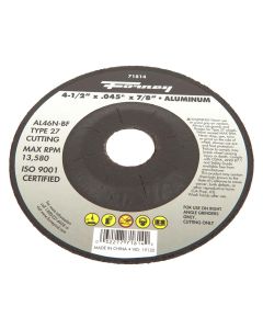FOR71814 image(0) - Forney Industries Cut-Off Wheel, Aluminum, Type 27, 4-1/2 in x .045 in x 7/8 in