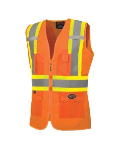 Pioneer - Women's Custom Fit Hi-Vis Mesh Back Safety Vest - Hi-Vis Orange - Size Large