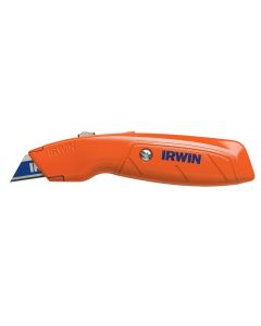 Irwin Industrial Retractable Box Utility Knife; Includes 3 Blades; Blade Storage; Hi-Visibility Orange
