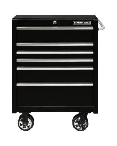 Extreme Tools PWS Series 30in W x 25in D x 42.5in H 6-Drawer Roller Cabinet 100 lbs Slides, Textured Black w Chrome Drawer Pulls