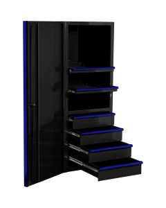 EXTEX2404SCQBLBK image(0) - Extreme Tools EX Series 24" 4 Drawer and 2 Shelf Professional Side Cabinet Blue w Black Handle