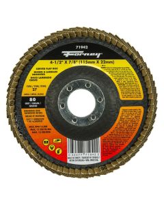 Forney Industries Curved Edge Flap Disc, 4-1/2 in x 7/8 in, 80 Grit