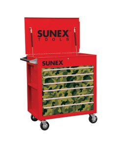 Sunex 6 Full-Drawer Professional Cart, Red w/Camo
