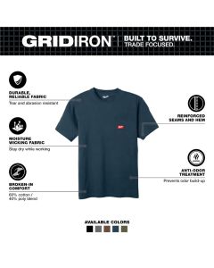 MLW605BL-M image(2) - Milwaukee Tool GRIDIRON Pocket T-Shirt - Short Sleeve Blue M