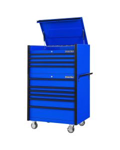 EXTDX4110CRUK image(0) - DX Series 41"W x 25"D 4 Drawer Top Chest & 6 Drawer  Roller Cabinet Combo - Blue, Black Drawer Pulls