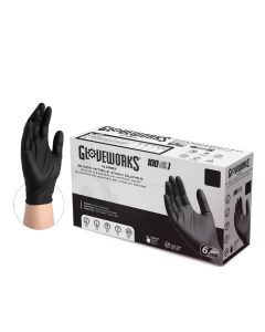 AMXGWBEN46100 image(0) - Ammex Corporation Gloveworks Black Nitrile PF Exam LG Gloves