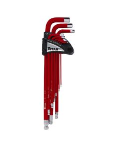 TIT12713 image(1) - TITAN 13 Pc. Xtra Long Arm Ball End Hex Key Set (Sae)