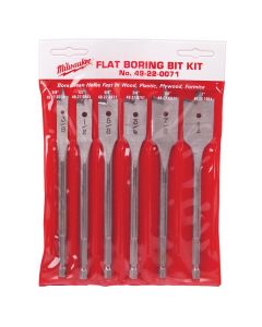 MLW49-22-0071 image(1) - Milwaukee Tool Flat Boring Bit 6" Universal Set - 6PC