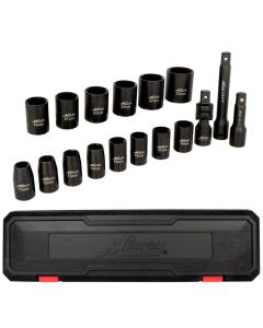 Milton Industries 17pcs 1/2 Dr. 11-30MM Shallow Socket Set