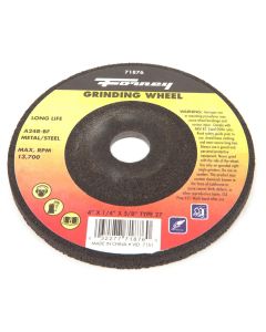 Forney Industries Grinding Wheel, Metal, Type 27, 4 in x 1/4 in x 5/8 in