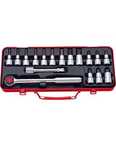 KKN4276 image(0) - Ko-ken USA 4276 1/2 Sq. Dr. Bit Socket 17 piece Hex / TORX&Acirc;&reg; set