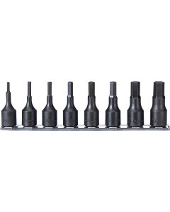 KKNRS3012M-8-L52 image(0) - Ko-ken USA RS3012M/8-L52 8 Piece 3/8 Sq. Dr. Impact Metric Hex Bit Socket set  3mm-12mm