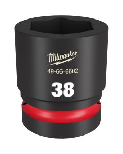 MLW49-66-6602 image(0) - Milwaukee Tool SHOCKWAVE Impact Duty  1"Drive 38MM Standard 6 Point Socket