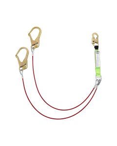 PeakWorks - Shock Absorbing Lanyards - Tear Pack 1/4" PVC Coated Cable -  Double Leg - Weight Capacity 130 to 310 Lbs - 6'