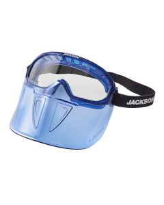 SRW21000 image(1) - Jackson Safety Jackson Safety - Safety Goggle - GPL500 Premium Series - Clear Lens - Anti-Fog - with Flip-Up Detachable Face Shield - Blue Body