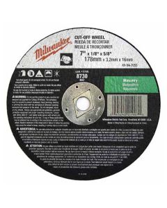 MLW49-94-7055 image(0) - Milwaukee Tool 7" x 1/8" x 5/8" Cut-Off Wheel (Type 1)