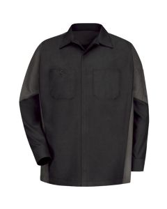 Workwear Outfitters Men's Long Sleeve Two-Tone Crew Shirt Black/Charcoal, Large