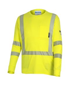 OBRZFI306-S image(0) - OBERON T-Shirt - Hi-Vis 100% FR/Arc-Rated 7 oz Cotton Interlock - Long Sleeves - 2" Tape - Hi-Vis Yellow - Size: S