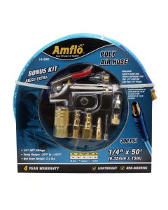 AMF14-50K image(0) - Amflo Poly Air Hose 50' x 1/4" with Bonus 9 Piece Kit