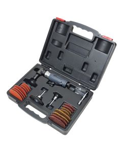 Ingersoll Rand Right Angle Air Die Grinder Kit, 1/4" Collet, Burr, 20000 RPM, Rear Exhaust, 0.33 HP, Includes Variety of 2&rdquo; and 3&rdquo; Backing Pads, Sanding Disks, Polishing Disks and Case