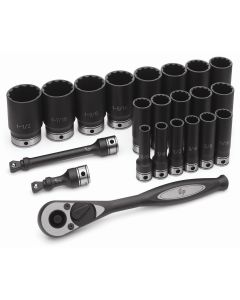 GRE82222D image(0) - Grey Pneumatic 1/2" Dr. 22pc Fractional Deep Duo-Socket Set - 12