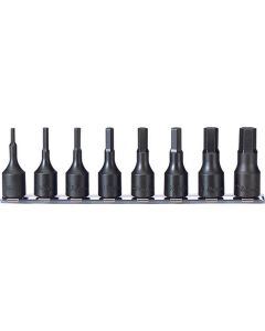 KKNRS3012A-8-L52 image(0) - Ko-ken USA RS3012A/8-L52 8 Piece 3/8 Sq. Dr. Impact SAE Hex Bit Socket Set  1/8-1/2