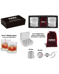 SUNWSS16 image(1) - Sunex Whiskey Glass Set w/ Stones