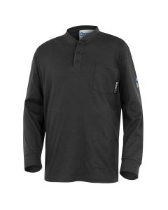 OBRZFI409-S image(0) - OBERON Henley Shirt - 100% FR/Arc-Rated 7 oz Cotton Interlock - Long Sleeves - Navy - Size: S