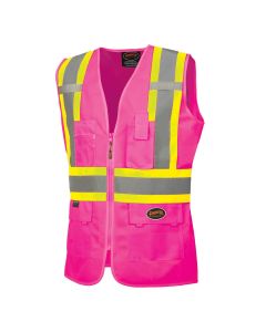 Pioneer Pioneer - Women's Custom Fit Hi-Vis Mesh Back Safety Vest - Pink - Size Large