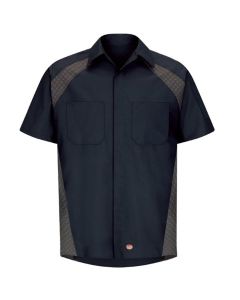 Workwear Outfitters Men's Short Sleeve Diaomond Plate Shirt Navy, XL