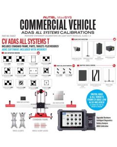 AULCVAAST image(0) - Autel CV ADAS All Systems Tablet Package : CV Class 1-3 vehicles All Sys. Cal. Pkg. w MS909CV for LDW, ACC, BSD, RCW, AVM