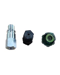 FJC2801 image(0) - R-1234yf Aluminum straight adapter with JRA Valve core with cap 1/8 NPT F M10 x 1.25