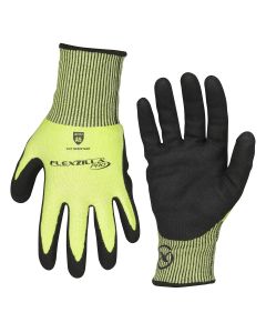 Legacy Manufacturing Flexzilla&reg; Pro Cut Resistant Sandy Nitrile Dip Gloves, ANSI Level 5, Black/ZillaGreen&trade;, L