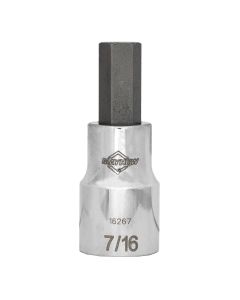 MAY16267 image(0) - Mayhew Mayhew 7/16-Inch SAE Hex Short Insert Socket Bit, 1/2-Inch Drive