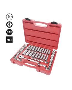 KTI22047 image(0) - K Tool International Socket Set 3/8 in. Dr SAE and 6 pt Metric 47 Piece