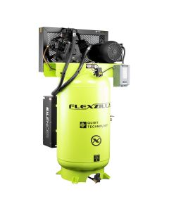 LEGFS07V080Y1 image(0) - Flexzilla&reg; Air Compressor with Silencer&trade;, Stationary, Splash Lubricated, 7.5 HP, 80 Gallon, 230 Volt, 1-Phase, 2-Stage, Vertical, ZillaGreen&trade;