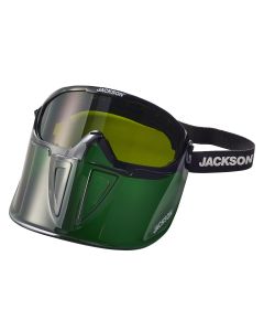 SRW21001 image(0) - Jackson Safety - Safety Goggle - GPL500 Premium Series - Shade 3 IR Lens - Anti-Fog - with Flip-Up Detachable Face Shield - Green Body